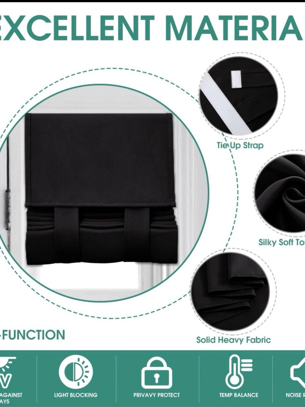 Home Ideas Blackout Door Curtain Panel | Privacy & Light Blocking | Black